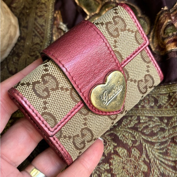 Authentic GUCCI Monogram leather signature canvas snap flap ❤️ card/keys wallet - Picture 8 of 13
